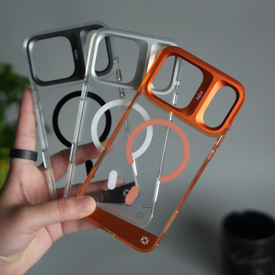 iPhone 18 Series Clear MagSafe Case | Aluminum Metal Camera Frame | Shockproof Transparent Back Cover