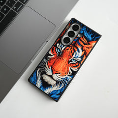 Galaxy Z Fold Series Tiger Face Chrome Armor Case
