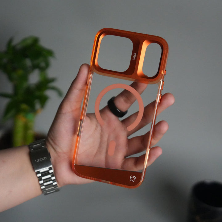 iPhone 17 Pro Max Clear MagSafe Case | Aluminum Metal Camera Frame | Shockproof Transparent Back Cover