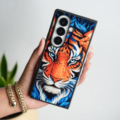 Galaxy Z Fold Series Tiger Face Chrome Armor Case