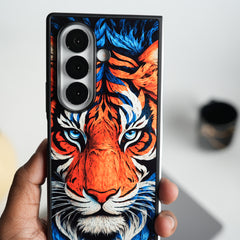 Galaxy Z Fold Series Tiger Face Chrome Armor Case