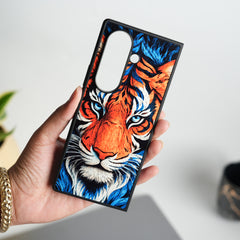 Galaxy Z Fold Series Tiger Face Chrome Armor Case