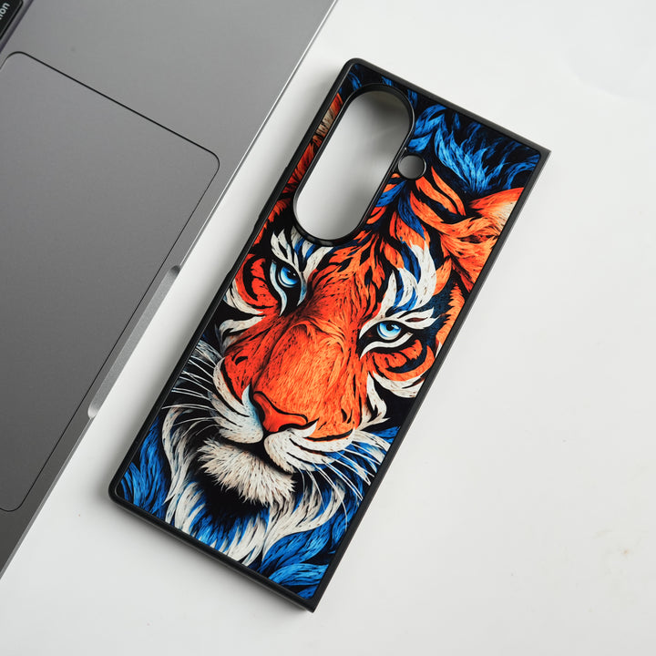 Galaxy Z Fold Series Tiger Face Chrome Armor Case