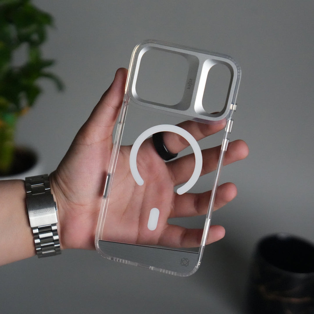 iPhone 17 Pro Clear MagSafe Case | Aluminum Metal Camera Frame | Shockproof Transparent Back Cover