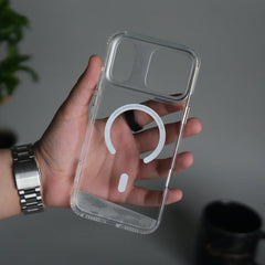 iPhone 18 Series Clear MagSafe Case | Aluminum Metal Camera Frame | Shockproof Transparent Back Cover