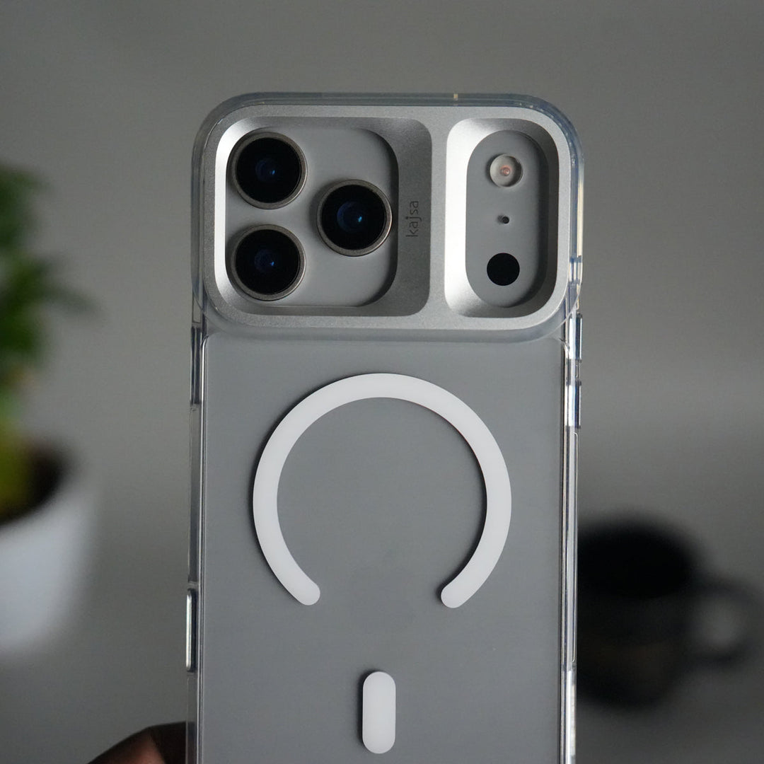 iPhone 17 Pro Clear MagSafe Case | Aluminum Metal Camera Frame | Shockproof Transparent Back Cover