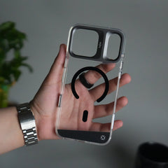iPhone 18 Series Clear MagSafe Case | Aluminum Metal Camera Frame | Shockproof Transparent Back Cover
