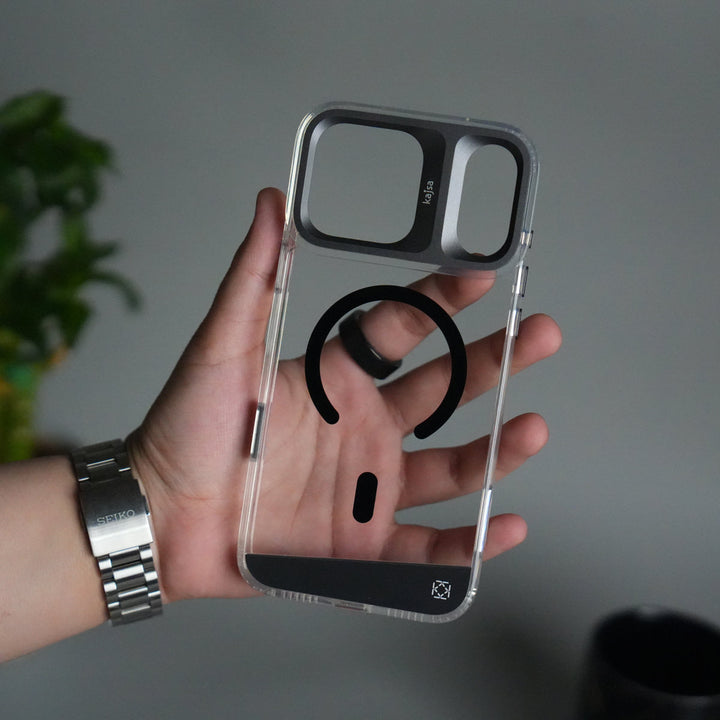 iPhone 17 Pro Clear MagSafe Case | Aluminum Metal Camera Frame | Shockproof Transparent Back Cover