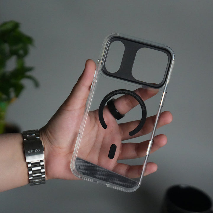 iPhone 17 Pro Max Clear MagSafe Case | Aluminum Metal Camera Frame | Shockproof Transparent Back Cover