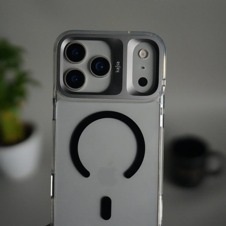 iPhone 17 Pro Max Clear MagSafe Case | Aluminum Metal Camera Frame | Shockproof Transparent Back Cover
