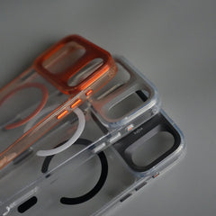iPhone 18 Series Clear MagSafe Case | Aluminum Metal Camera Frame | Shockproof Transparent Back Cover