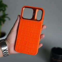 iPhone 18 Series Crocodile Leather Pattern Case | Premium Luxury Back Cover with Metal Camera Frame