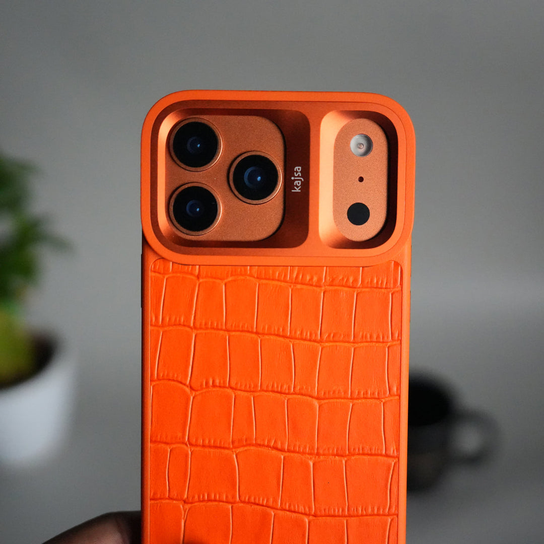 iPhone 17 Pro Max Crocodile Leather Pattern Case | Premium Luxury Back Cover with Metal Camera Frame