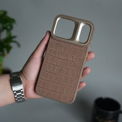 iPhone 18 Series Crocodile Leather Pattern Case | Premium Luxury Back Cover with Metal Camera Frame
