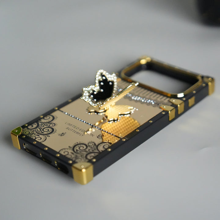 iPhone 17 Series Luxury Butterfly Case | Trunk Frame Shockproof Cover with 3D Butterfly | Premium Limited Edition Design