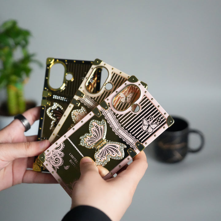 iPhone 17 Luxury Butterfly Case | Trunk Frame Shockproof Cover with 3D Butterfly | Premium Limited Edition Design