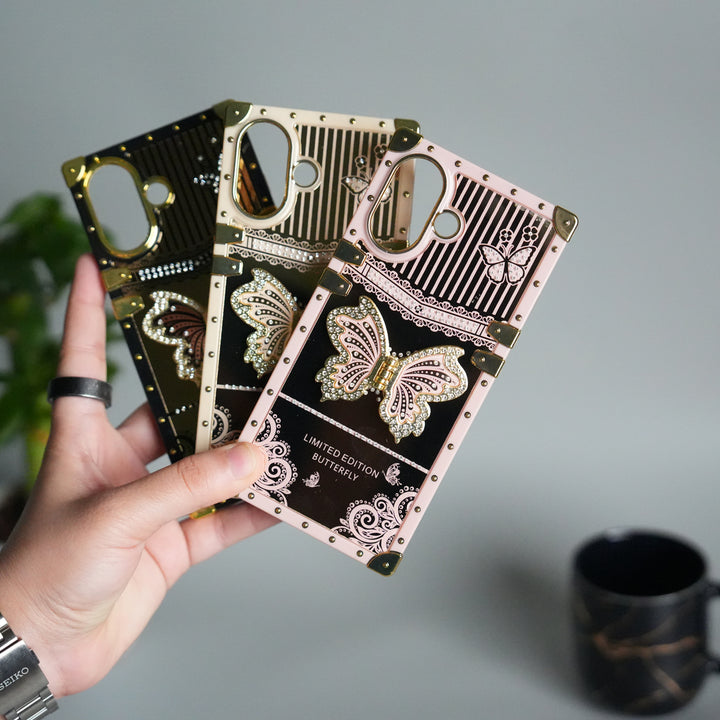 iPhone 17 Luxury Butterfly Case | Trunk Frame Shockproof Cover with 3D Butterfly | Premium Limited Edition Design