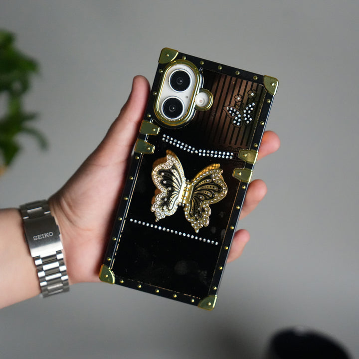 iPhone 17 Luxury Butterfly Case | Trunk Frame Shockproof Cover with 3D Butterfly | Premium Limited Edition Design