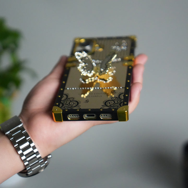 iPhone 17 Luxury Butterfly Case | Trunk Frame Shockproof Cover with 3D Butterfly | Premium Limited Edition Design