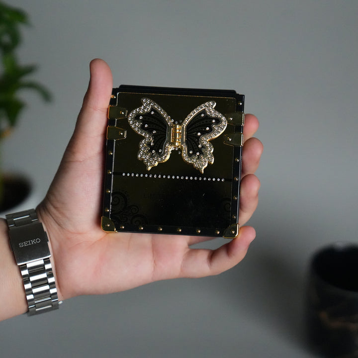 Galaxy Z Flip 7 Luxury Butterfly Case | Trunk Frame Cover with 3D Butterfly | Premium Limited Edition Design