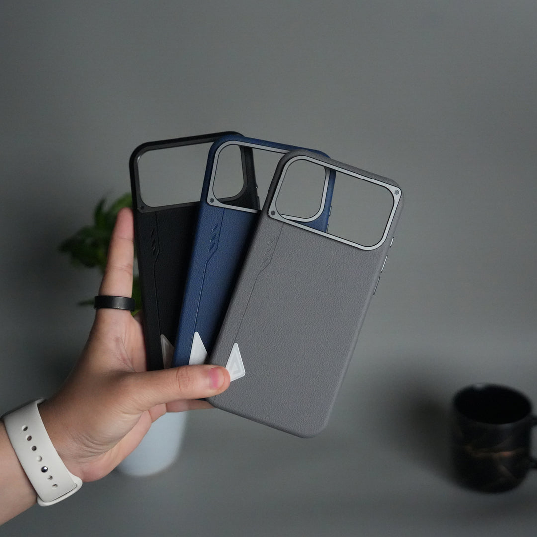 iPhone 17 Pro Max Leather Texture MagSafe PVC NUIU Case With Metal Camera Bump