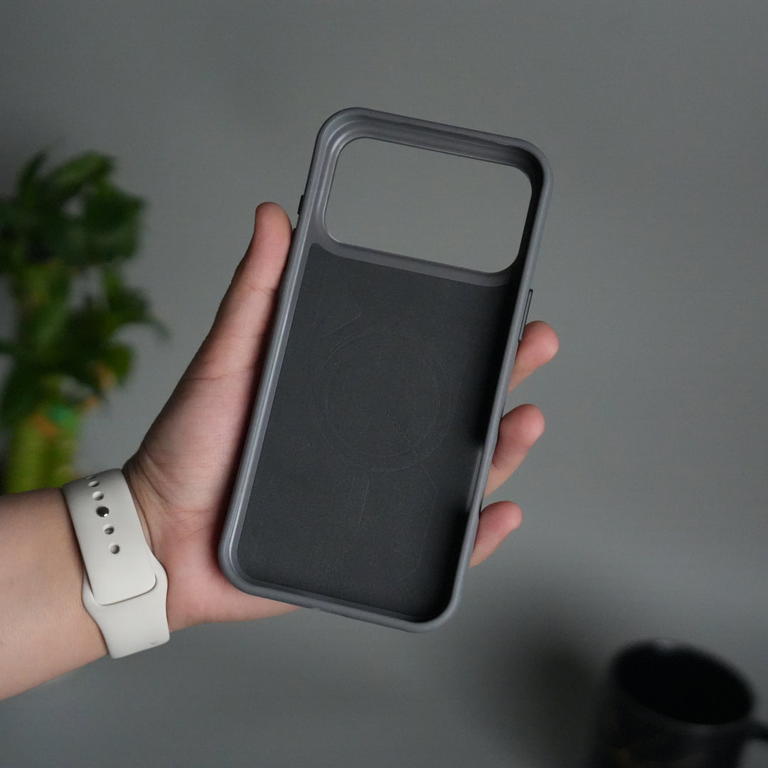 iPhone 17 Pro Max Leather Texture MagSafe PVC NUIU Case With Metal Camera Bump