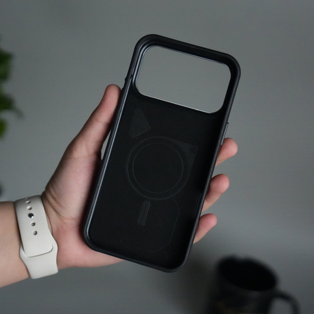 iPhone 17 Pro Max Leather Texture MagSafe PVC NUIU Case With Metal Camera Bump