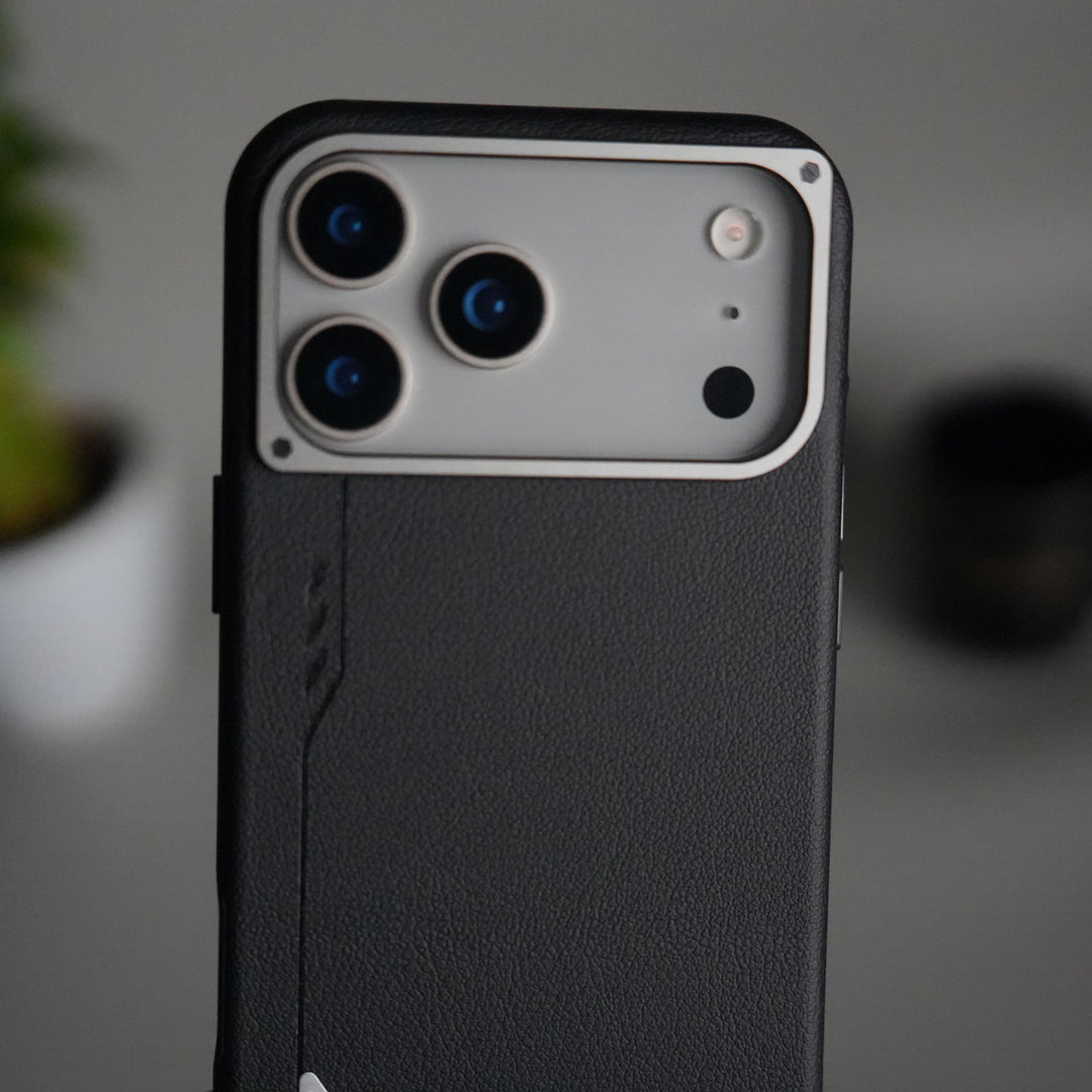 iPhone 17 Pro Max Leather Texture MagSafe PVC NUIU Case With Metal Camera Bump