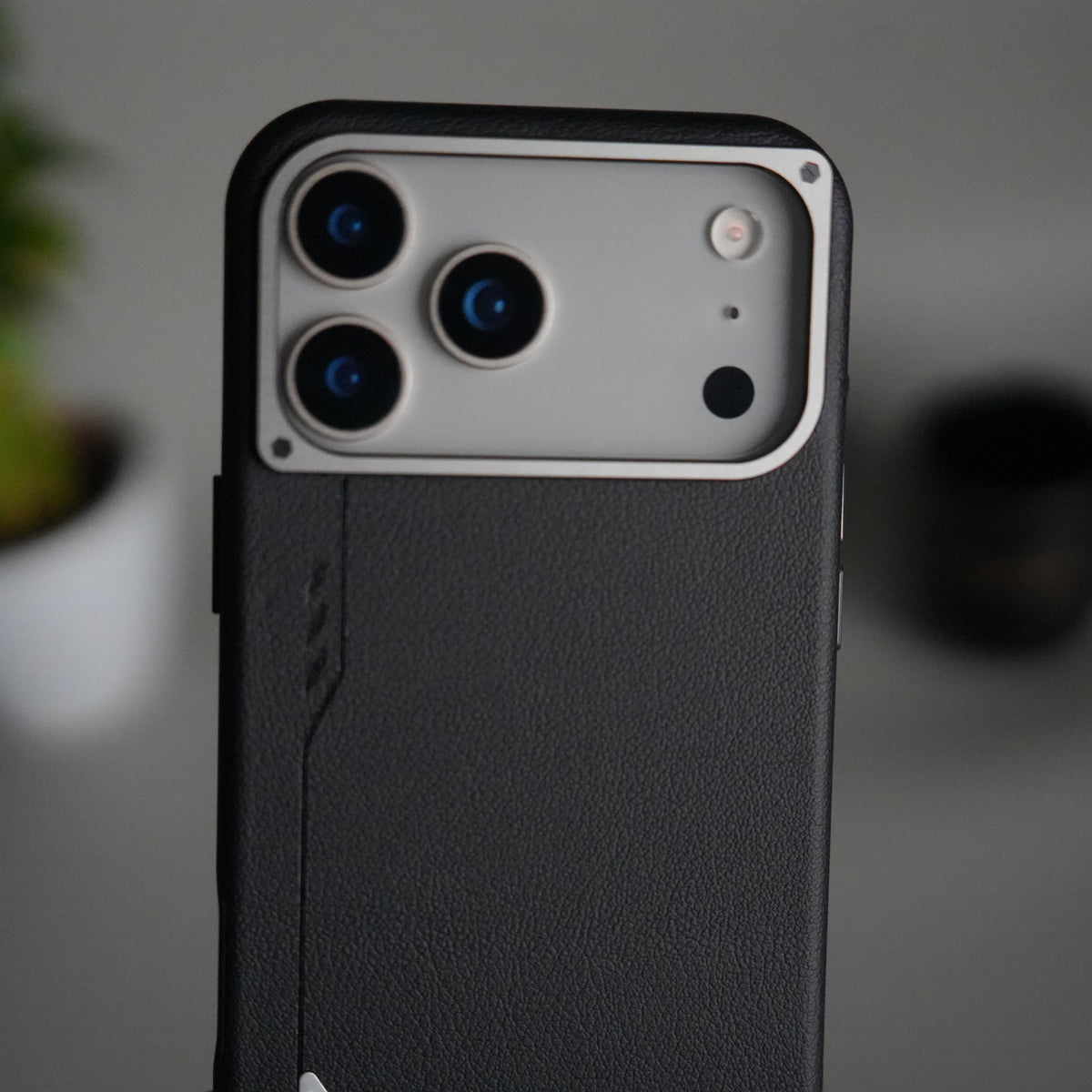 iPhone 17 Pro Leather Texture MagSafe PVC NUIU Case With Metal Camera BumP