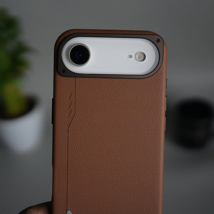 iPhone 17 Air Leather Texture MagSafe PVC NUIU Case With Metal Camera Bump