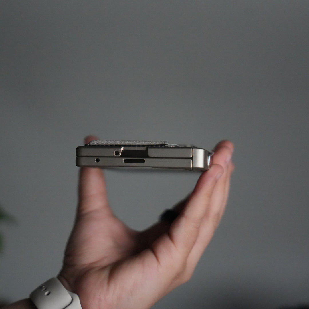 Galaxy Z Fold 7 Camera Shutter Case | Slim Hard Back Cover with Card Holder & Hinge Kickstand | Shockproof Protective Case