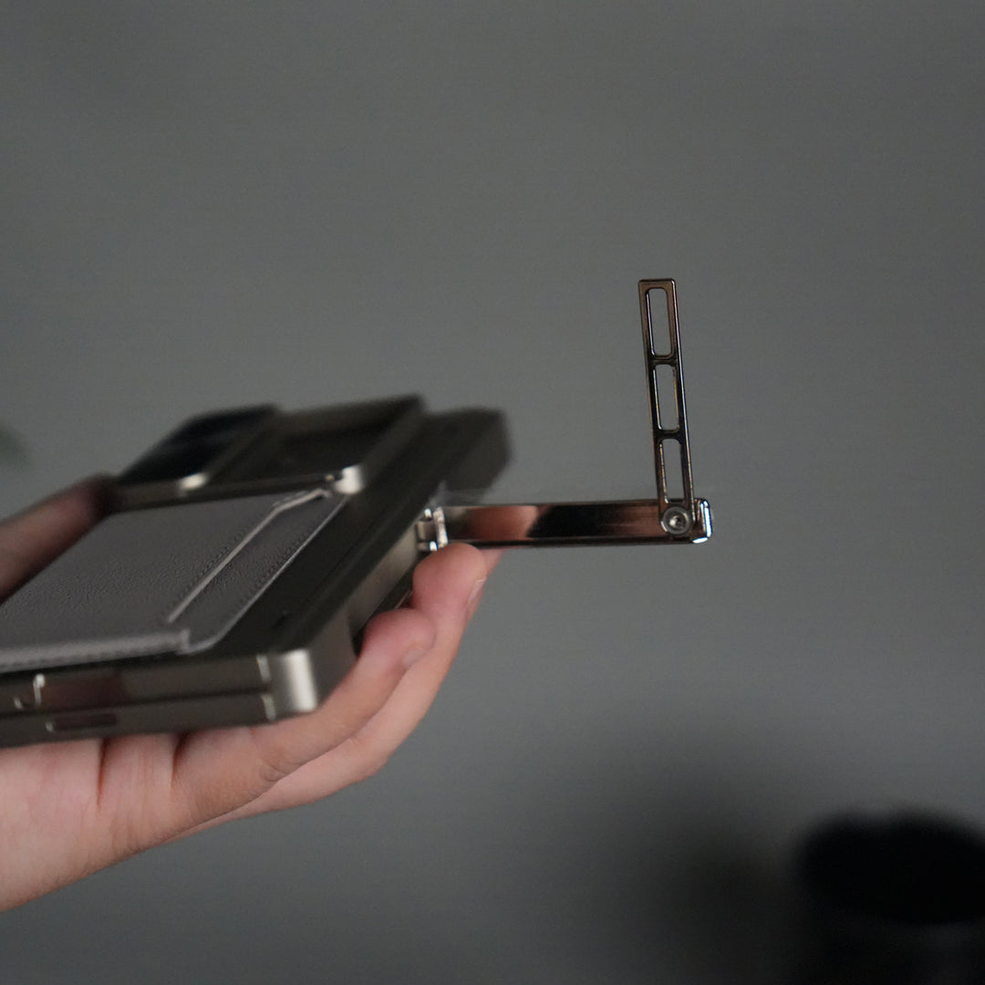 Galaxy Z Fold 7 Camera Shutter Case | Slim Hard Back Cover with Card Holder & Hinge Kickstand | Shockproof Protective Case