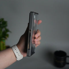Galaxy Z Fold 7 Camera Shutter Case | Slim Hard Back Cover with Card Holder & Hinge Kickstand | Shockproof Protective Case