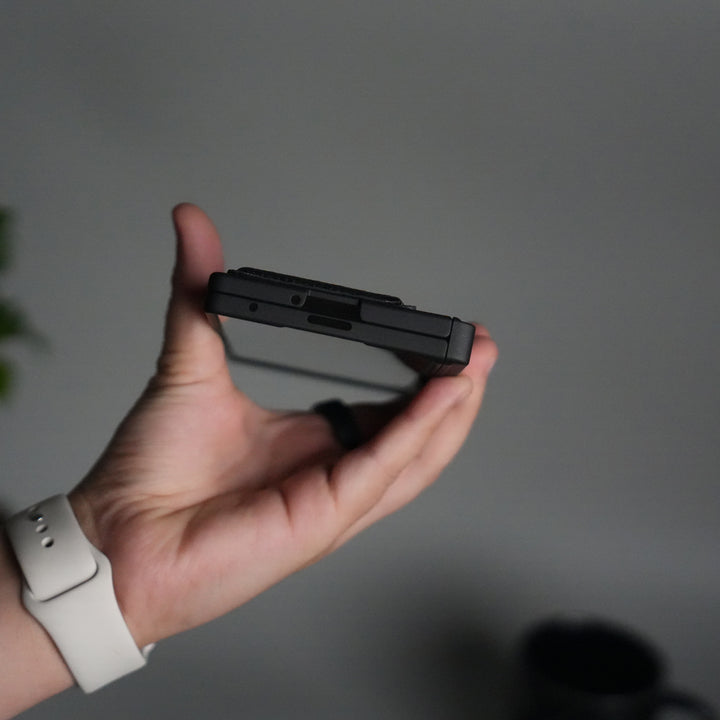 Galaxy Z Fold 7 Camera Shutter Case | Slim Hard Back Cover with Card Holder & Hinge Kickstand | Shockproof Protective Case