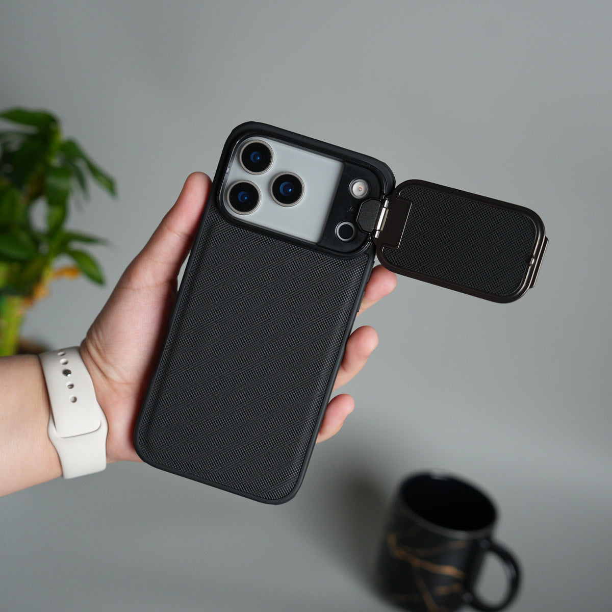 iPhone Series Metal Camera Cap Stand Case Cover
