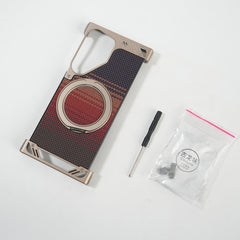 Samsung Galaxy S24 Ultra Aramid Fiber Metal Case With Rotating Stand