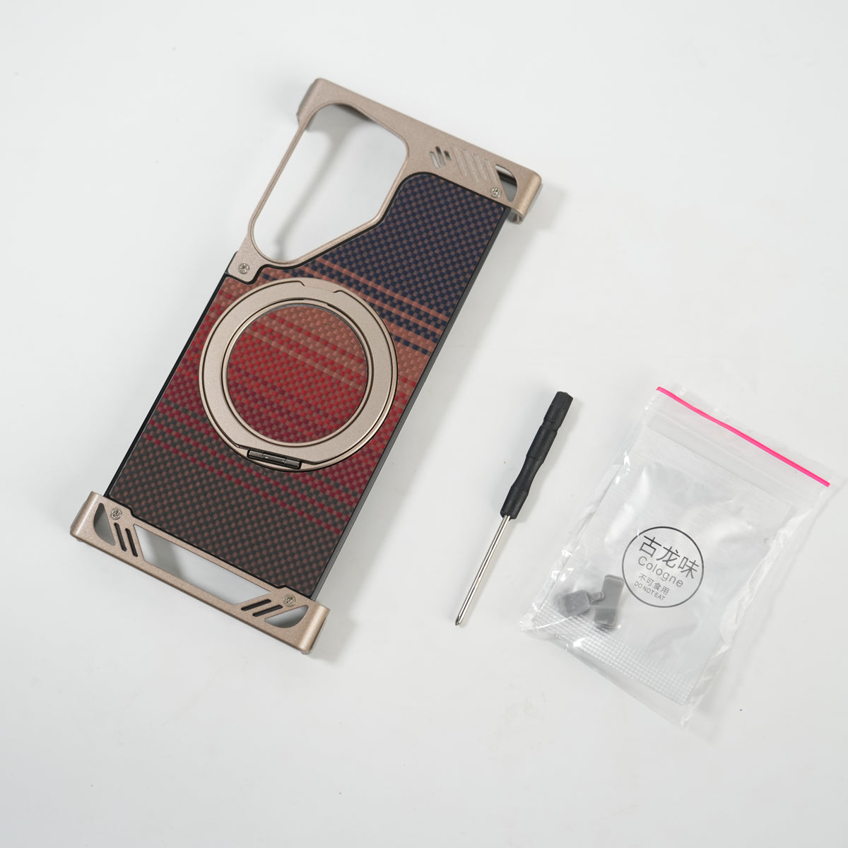 Samsung Galaxy S24 Ultra Aramid Fiber Metal Case With Rotating Stand
