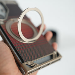 Samsung Galaxy S24 Ultra Aramid Fiber Metal Case With Rotating Stand