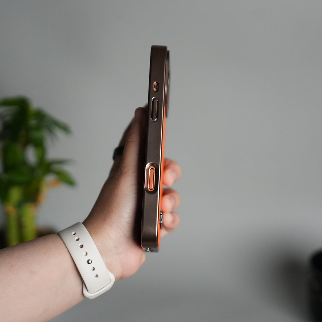 iPhone 17 Pro Leather Mate Chrome Plated Kick Stand Case Cover