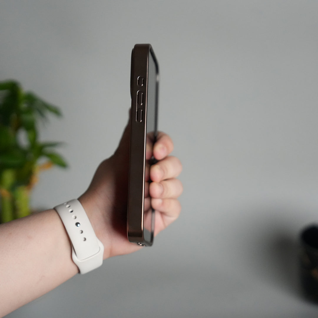 iPhone 17 Pro Leather Mate Chrome Plated Kick Stand Case Cover