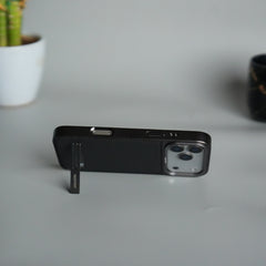 iPhone 17 Pro Max Leather Mate Chrome Plated Kick Stand Case Cover