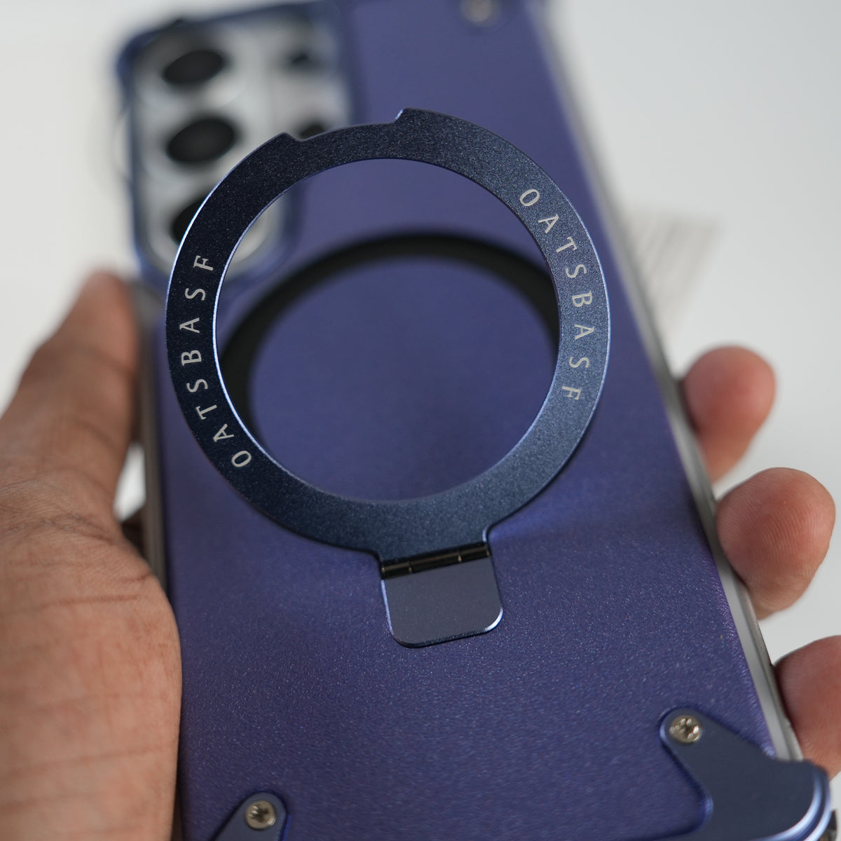 Galaxy S26 Ultra Premium PU Leather Metal Case with Rotating Stand (Light Purple)