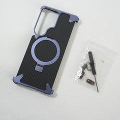 Galaxy S26 Ultra Carbon Texture Frameless Metal Kickstand Case (Light Purple)