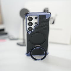 Galaxy S26 Ultra Carbon Texture Frameless Metal Kickstand Case (Light Purple)