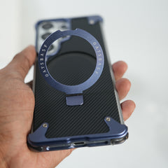 Galaxy S26 Ultra Carbon Texture Frameless Metal Kickstand Case (Light Purple)