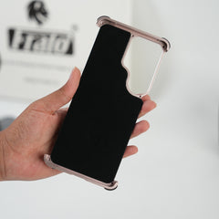 Galaxy S26 Ultra Carbon Texture Frameless Metal Kickstand Case (Rose Gold)