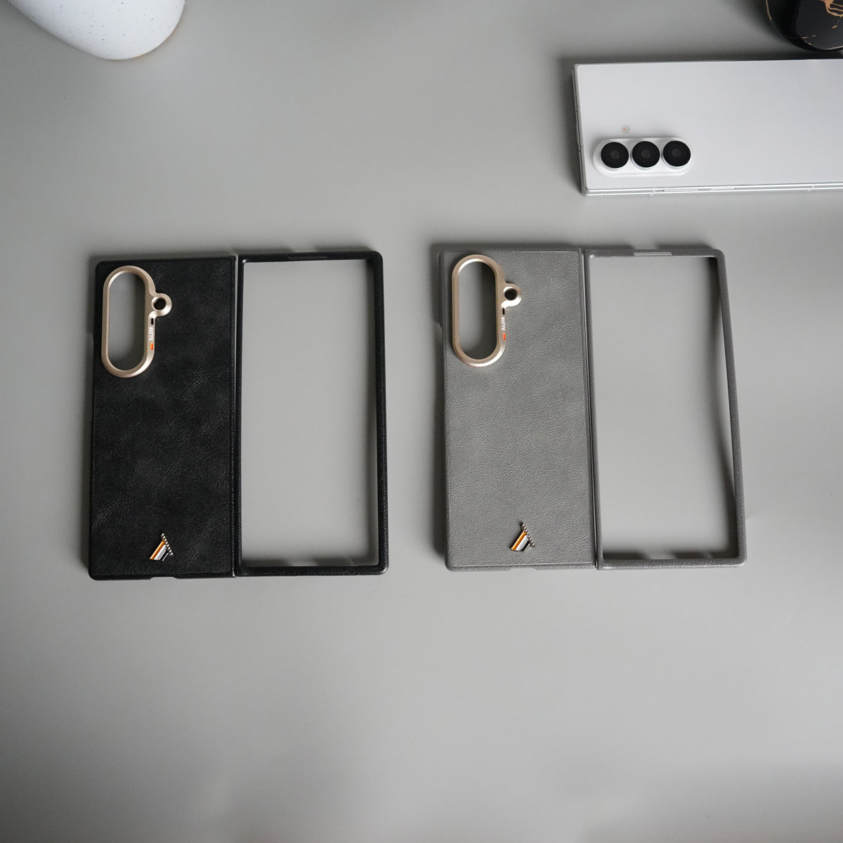 Galaxy Z Fold 7 Premium PU Leather Back Case with Front Frame | Slim & Elegant Design