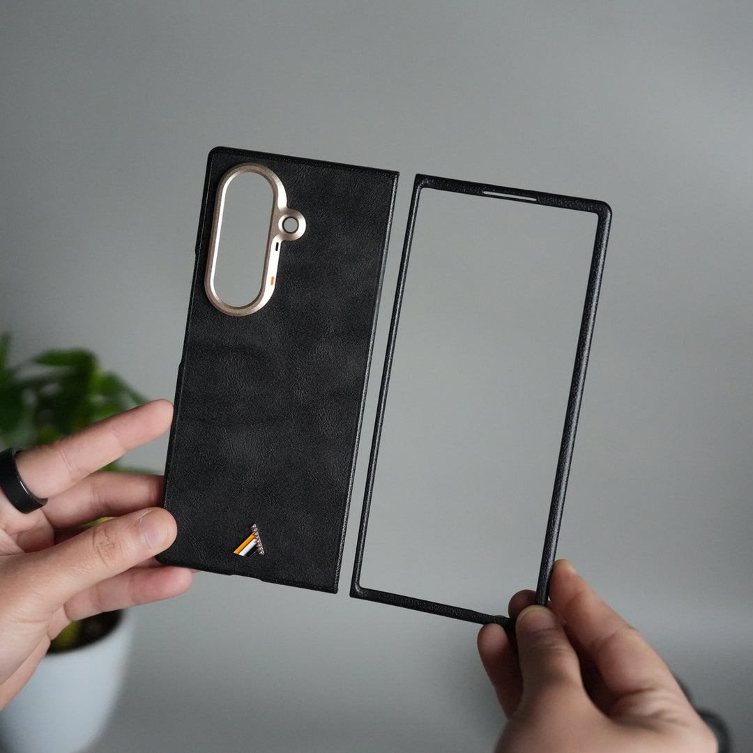 Galaxy Z Fold 7 Premium PU Leather Back Case with Front Frame | Slim & Elegant Design