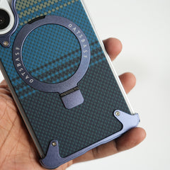 Galaxy S26 Ultra Premium Aramid Fiber Texture Frameless Metal Kickstand Case (Lavender)