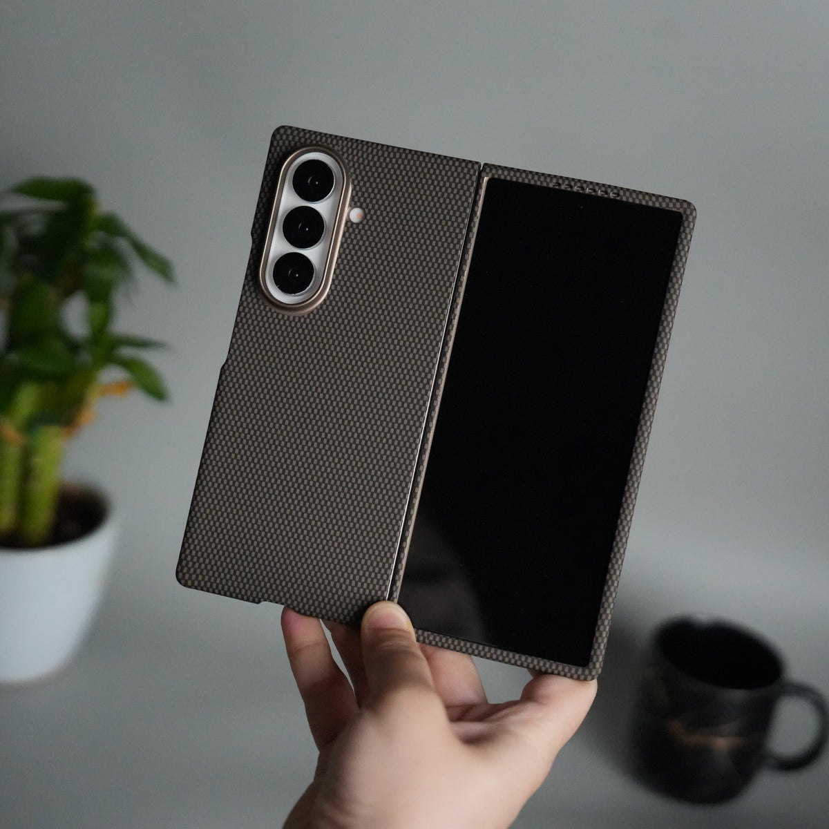 Galaxy Z Fold 7 Carbon Fiber Style Case | Ultra-Slim Matte Protective Back Cover | Premium Camera Ring Finish